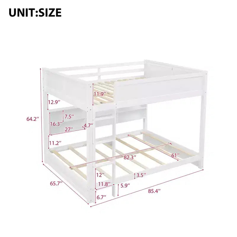Lit superposé queen avec rangement et ports USB