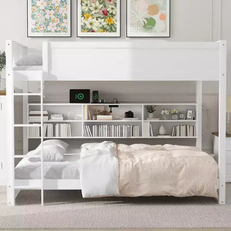 Lit superposé queen avec rangement et ports USB