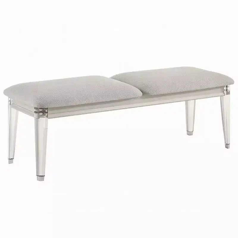 Banc décoratif, tissu velours gris clair
