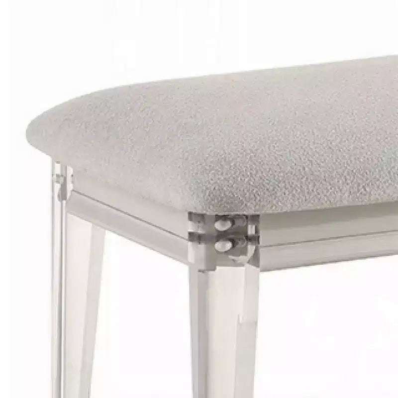 Banc décoratif, tissu velours gris clair