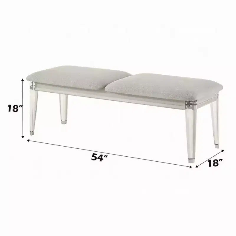 Banc décoratif, tissu velours gris clair