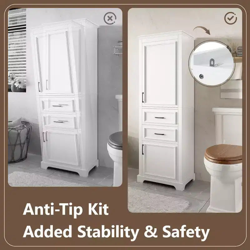 Meuble de rangement de salle de bain autoportant avec tiroirs