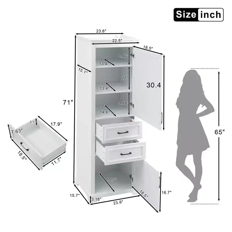 Meuble de rangement de salle de bain autoportant avec tiroirs