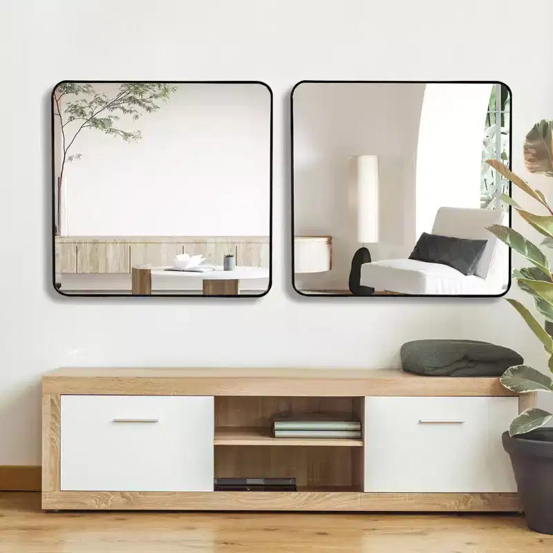 Miroir décoratif mural carré en aluminium noir
