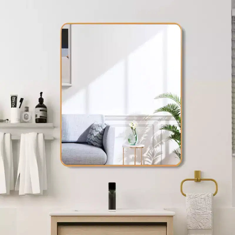 Miroir décoratif mural carré en aluminium noir