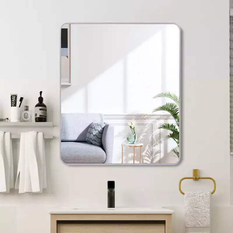 Miroir décoratif mural carré en aluminium noir
