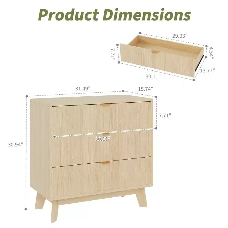 Armoire/coiffeuse à trois tiroirs encastrés