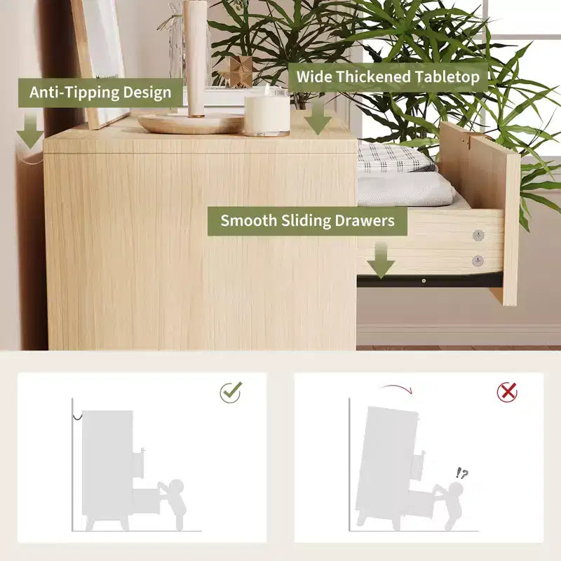 Armoire/coiffeuse à trois tiroirs encastrés