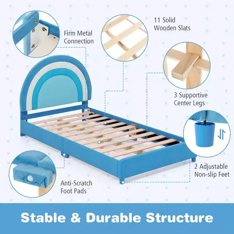 Cadre de lit double mezzanine pour enfants avec matelas