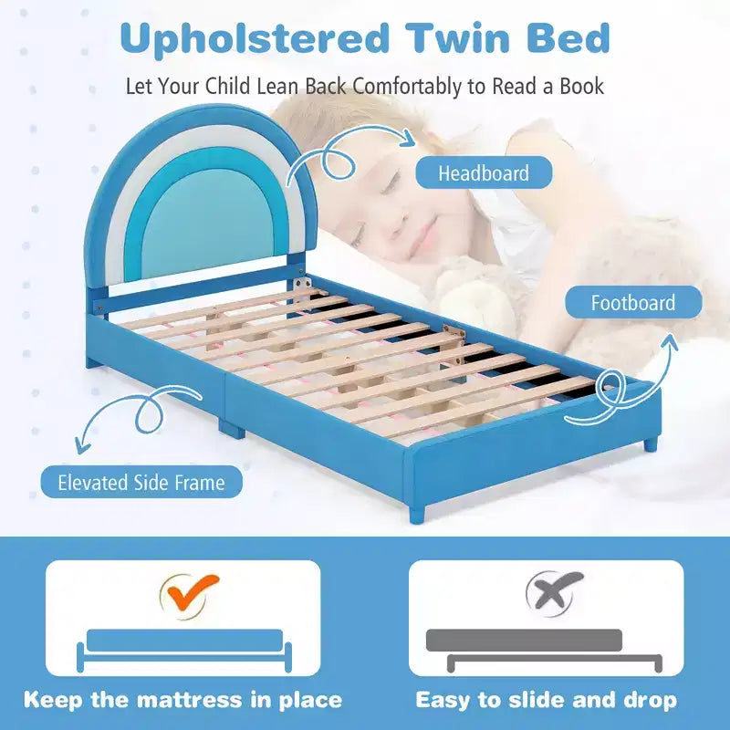 Cadre de lit double mezzanine pour enfants avec matelas