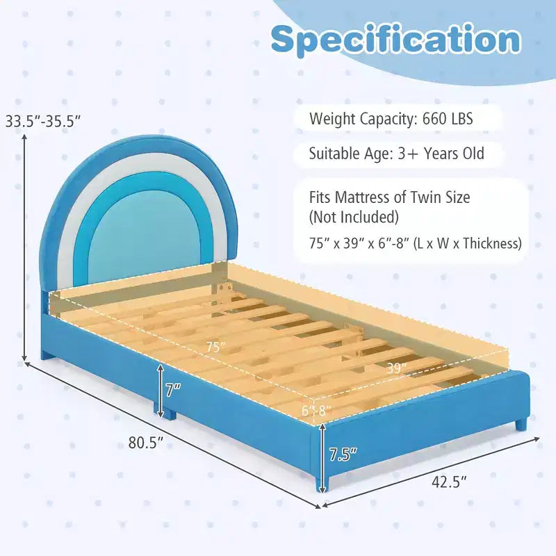 Cadre de lit double mezzanine pour enfants avec matelas