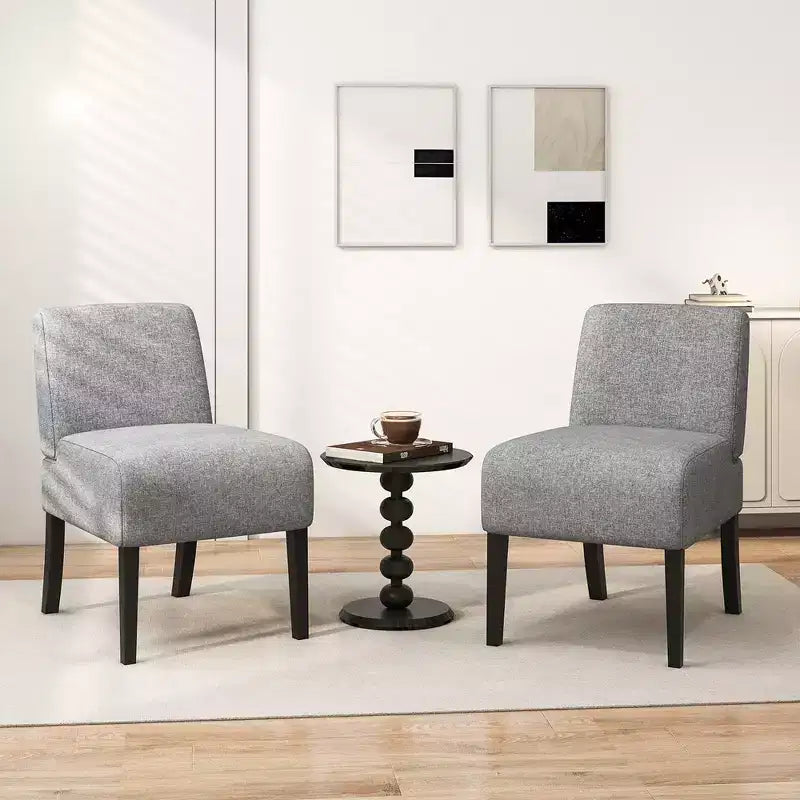 Fauteuil de salon sans accoudoirs avec pieds en bois d'hévéa, chaise de chambre moderne pour coiffeuse