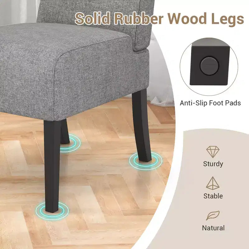 Fauteuil de salon sans accoudoirs avec pieds en bois d'hévéa, chaise de chambre moderne pour coiffeuse