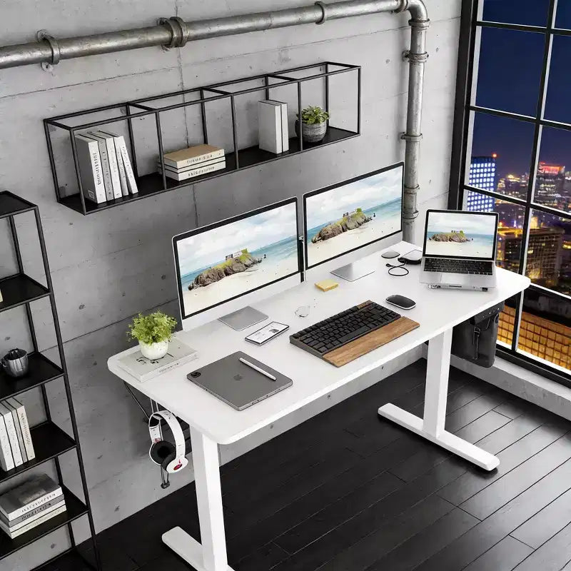 Bureau rectangulaire électrique réglable en hauteur