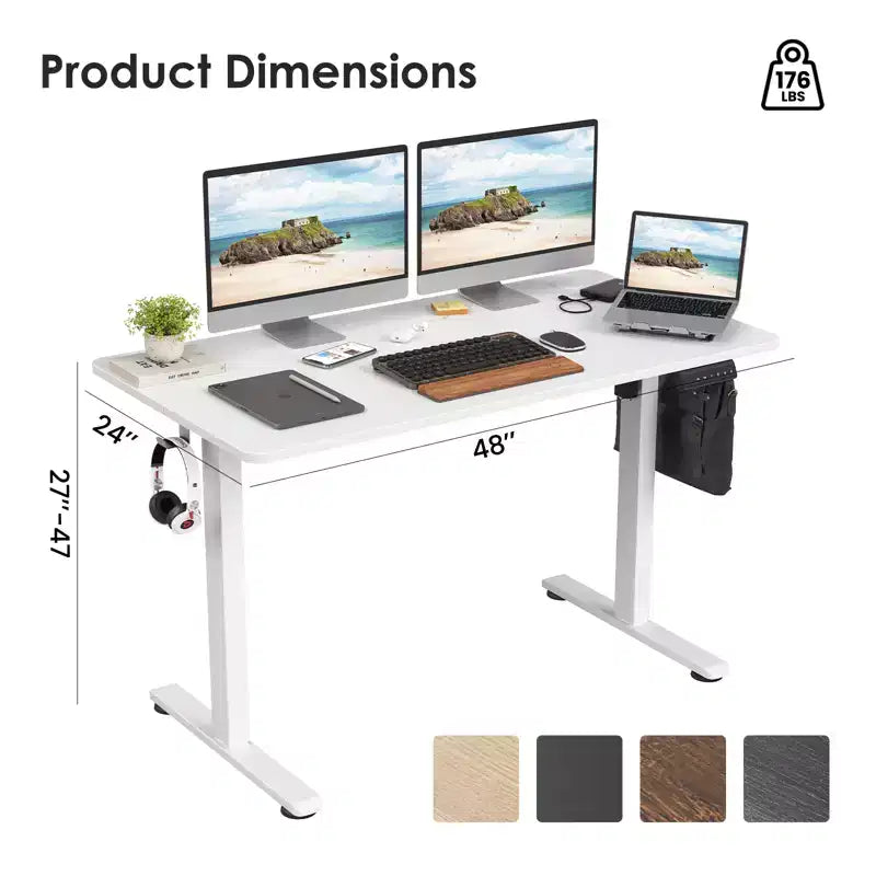 Bureau rectangulaire électrique réglable en hauteur