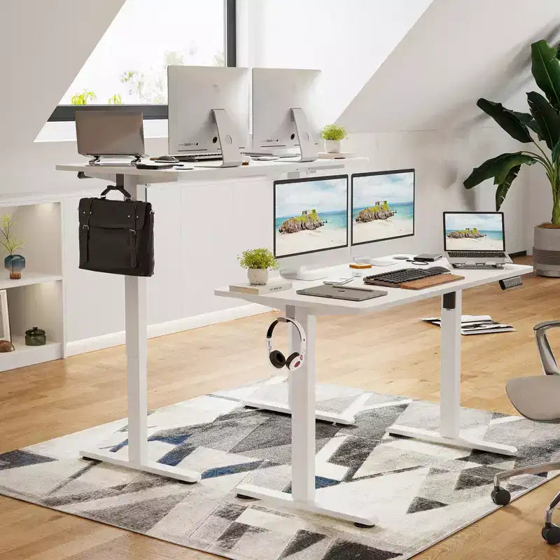 Bureau rectangulaire électrique réglable en hauteur