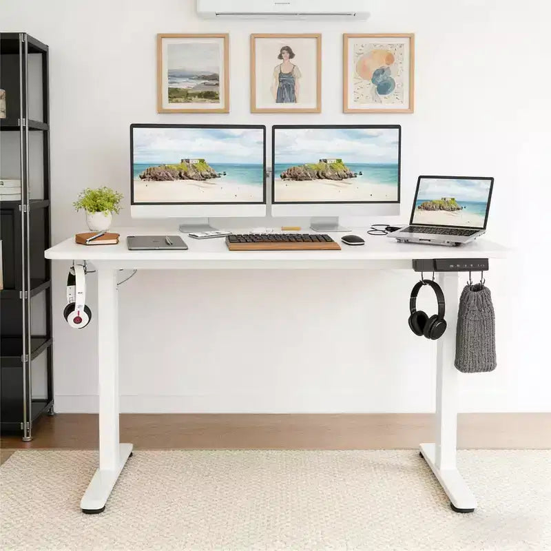 Bureau rectangulaire électrique réglable en hauteur