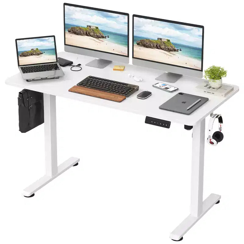Bureau rectangulaire électrique réglable en hauteur