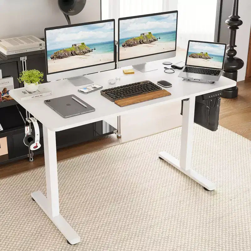Bureau rectangulaire électrique réglable en hauteur