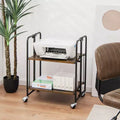 Chariot de bar pliable à 2 niveaux, desserte de cuisine, chariot utilitaire, étagères de rangement