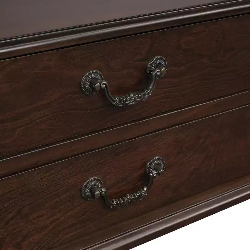 Console galbée rétro avec tiroirs et pieds en bois massif