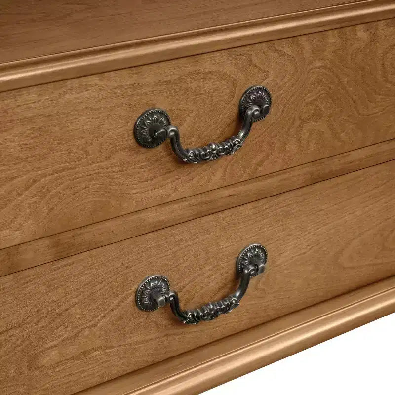 Console galbée rétro avec tiroirs et pieds en bois massif