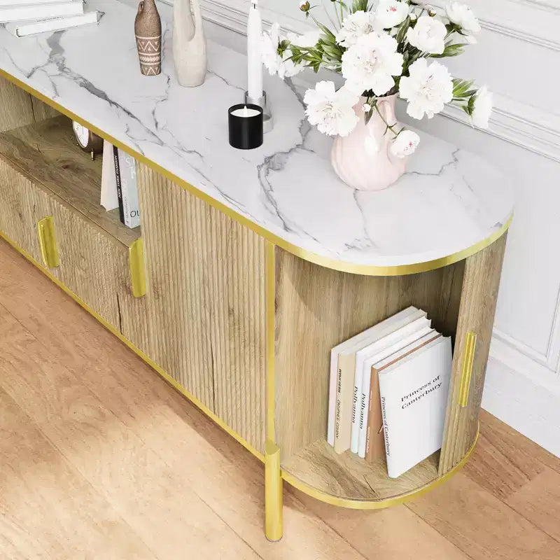 Meuble TV avec plateau en faux marbre