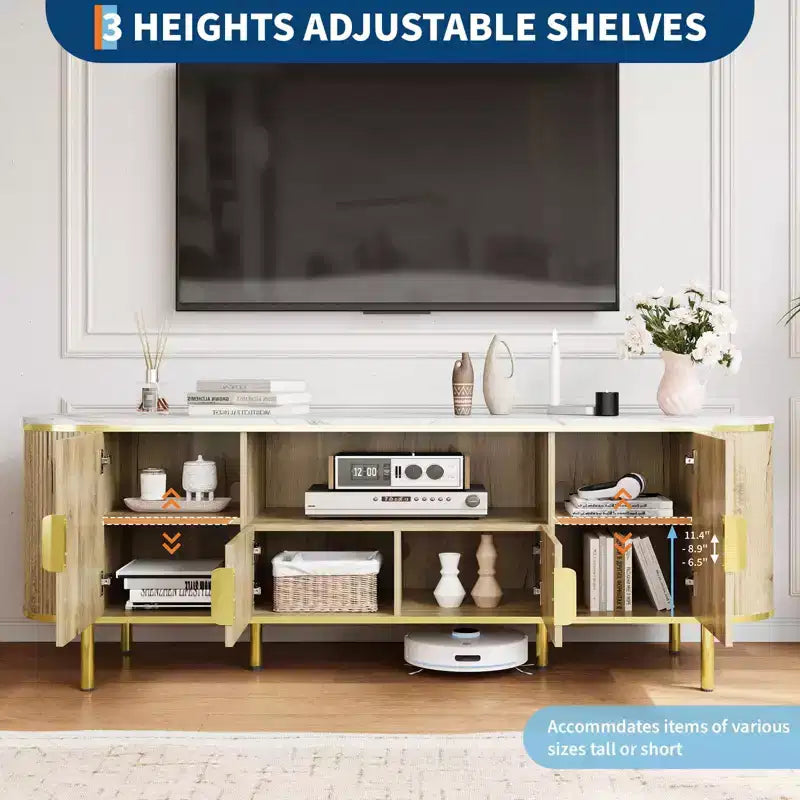 Meuble TV avec plateau en faux marbre