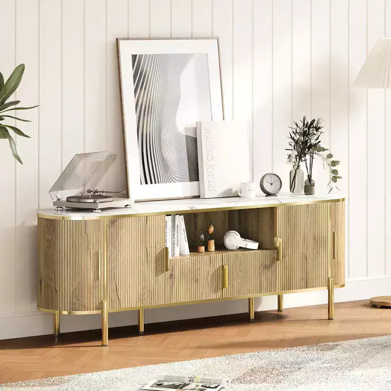 Meuble TV avec plateau en faux marbre