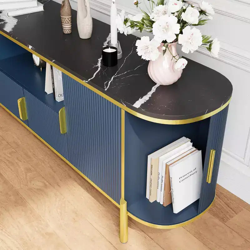 Meuble TV avec plateau en faux marbre