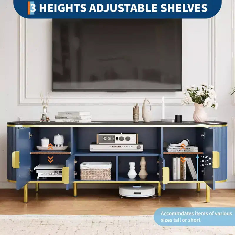 Meuble TV avec plateau en faux marbre