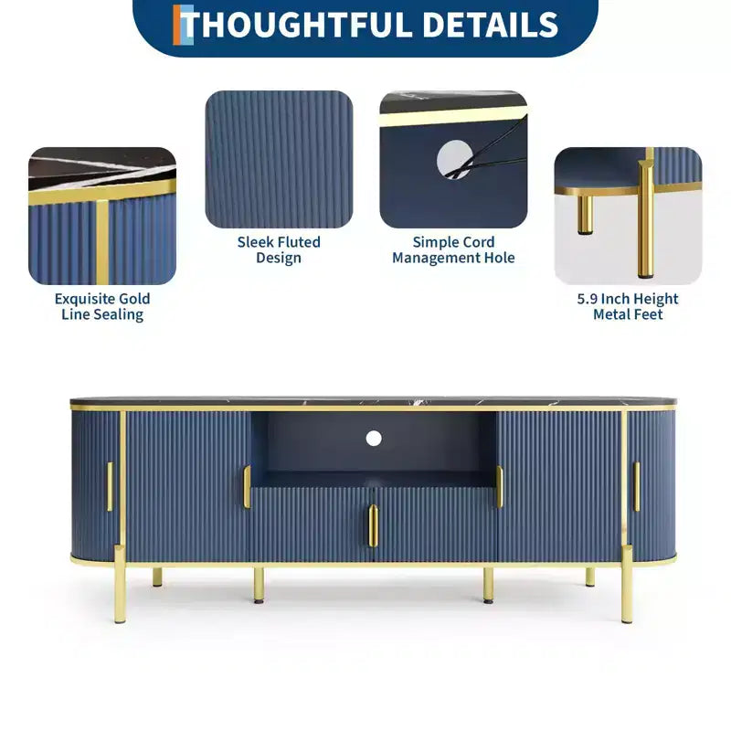 Meuble TV avec plateau en faux marbre