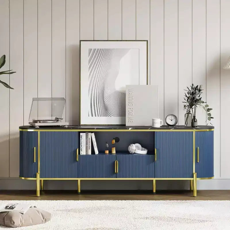 Meuble TV avec plateau en faux marbre