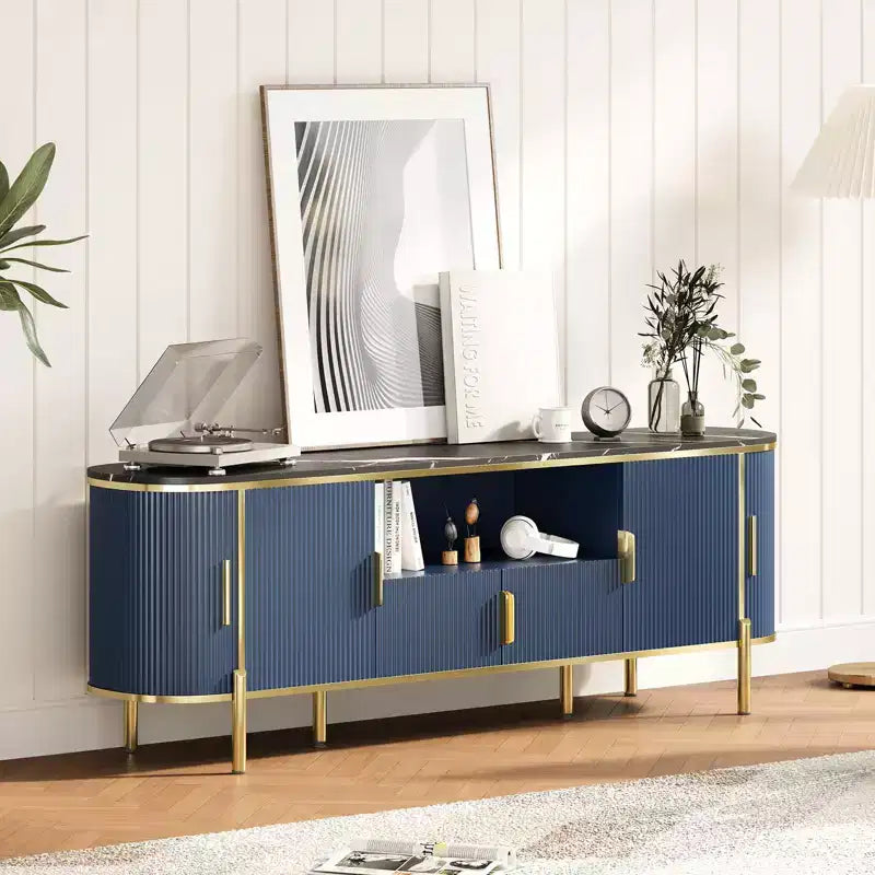 Meuble TV avec plateau en faux marbre