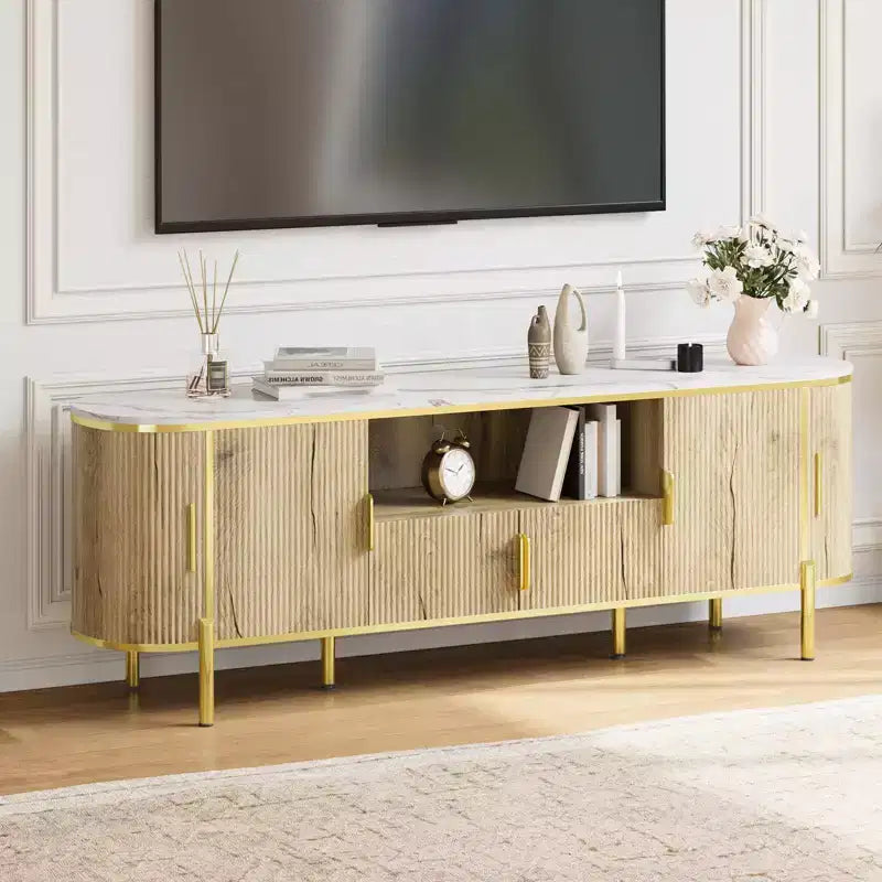 Meuble TV avec plateau en faux marbre