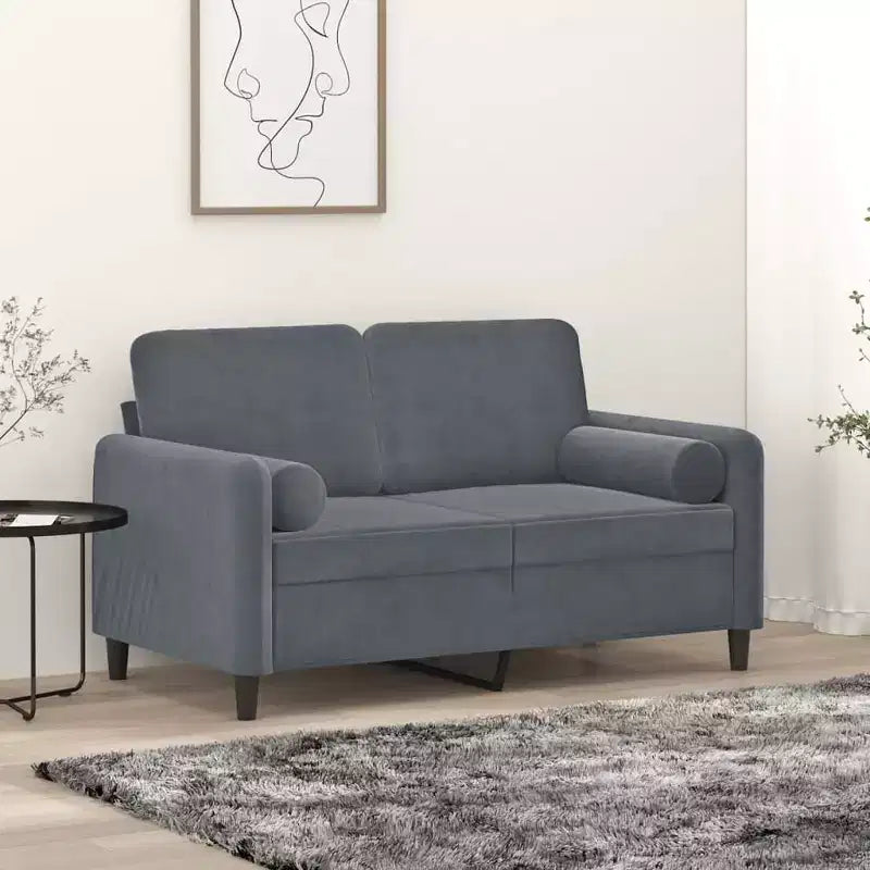 Canapé 2 places avec coussins décoratifs Gris foncé