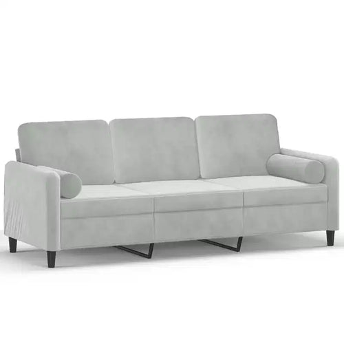vidaXL 2-Seater Sofa with Throw Pillows Light Gray 55.1 Velvet