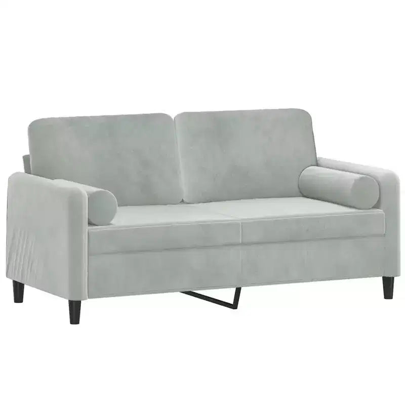 Canapé 2 places avec coussins décoratifs gris clair