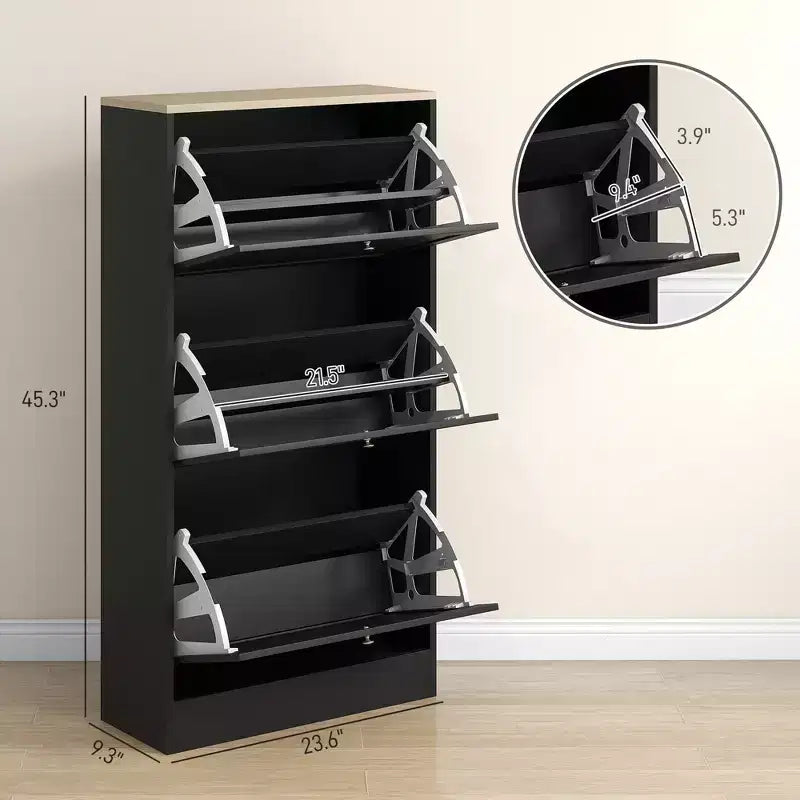 Meuble à chaussures moderne avec 3 tiroirs basculants et étagères réglables