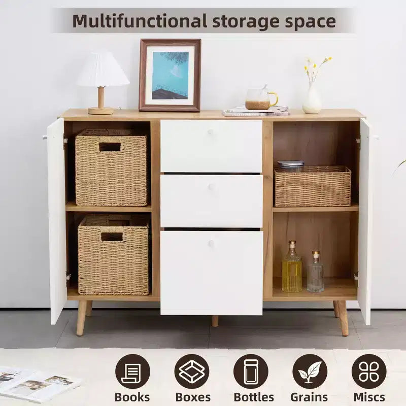 Buffet de style campagnard avec 3 tiroirs de rangement