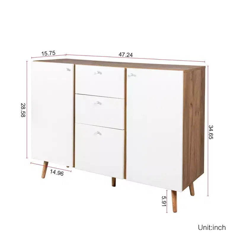 Buffet de style campagnard avec 3 tiroirs de rangement