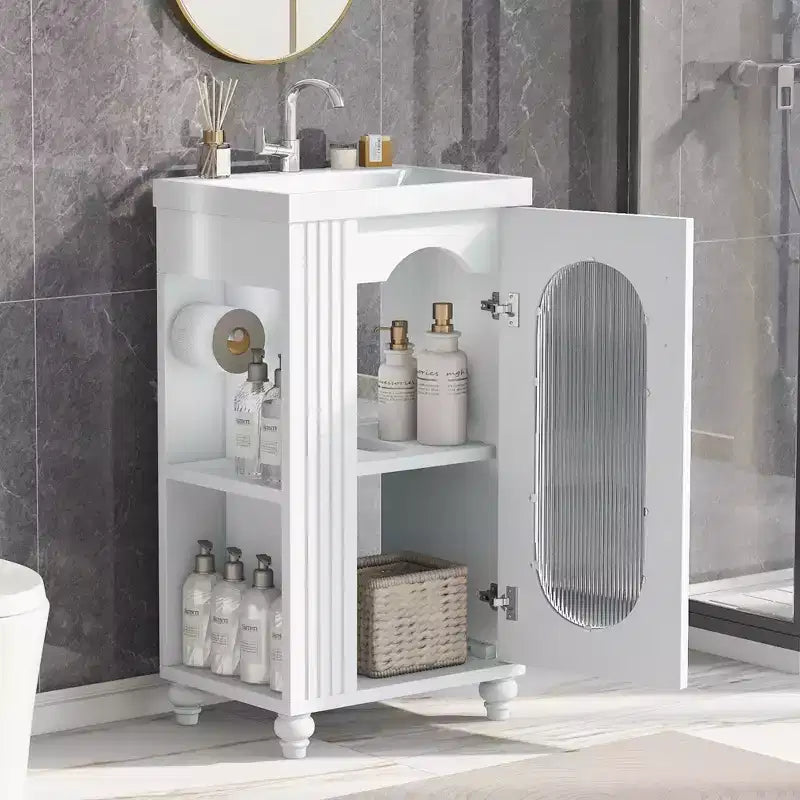 Petit meuble-lavabo avec espace de rangement