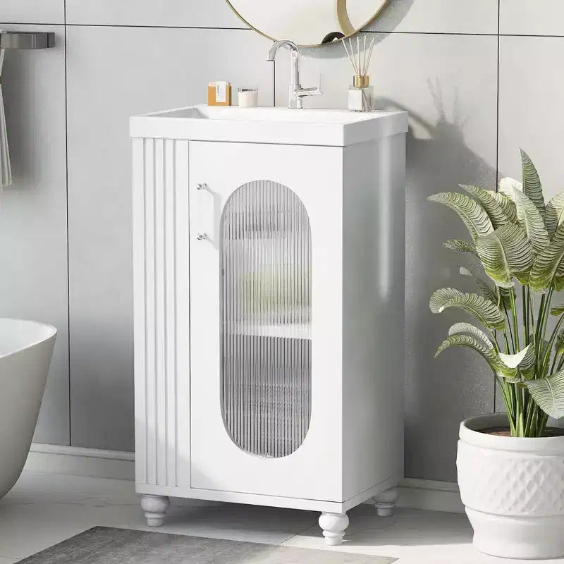 Petit meuble-lavabo avec espace de rangement