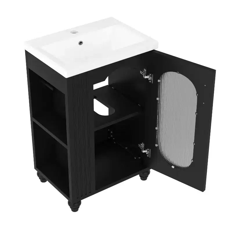 Petit meuble-lavabo avec espace de rangement