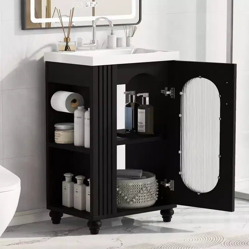 Petit meuble-lavabo avec espace de rangement