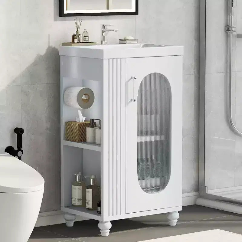 Petit meuble-lavabo avec espace de rangement