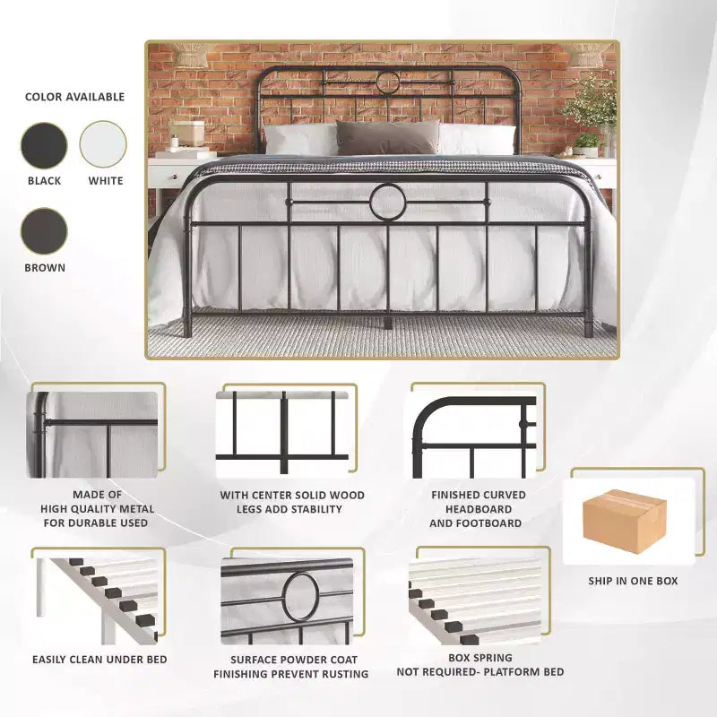 Lit plateforme en métal format king size