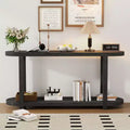 Okak Modern 2-Tier Oval Console Table with Streamlined Top,Minimalist Wooden Entryway Table for Study,Hallway,Living Room