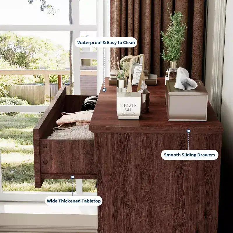 Commode à cinq tiroirs pour chambre à coucher, armoire haute de style fermette