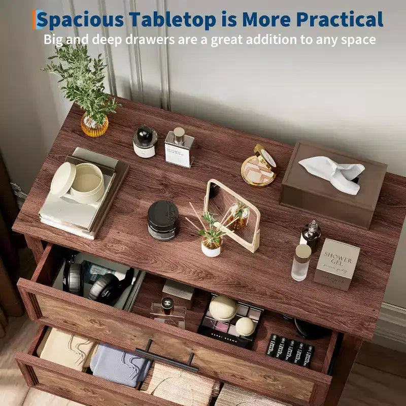 Commode à cinq tiroirs pour chambre à coucher, armoire haute de style fermette